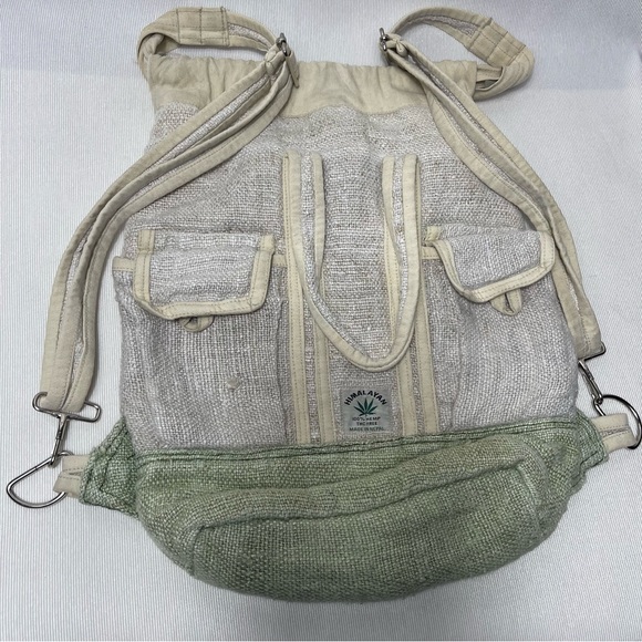 Natural Unisex Himalayan Hemp Drawstring Backpack.Bohemian hippie style - Picture 2 of 12